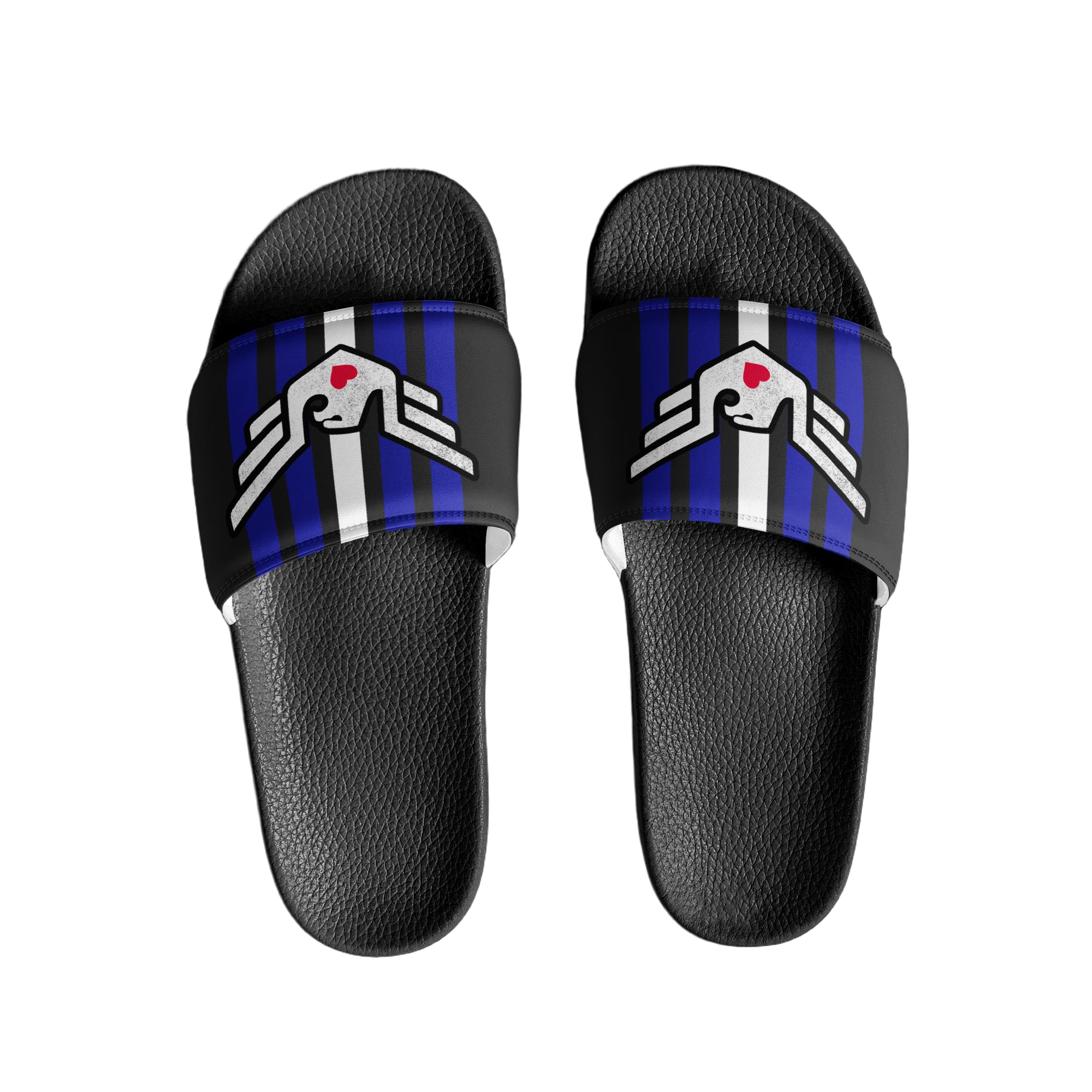 mens-slides-black-front-6626c4a4e792e.jpg Leather Pride Slides - Image 1