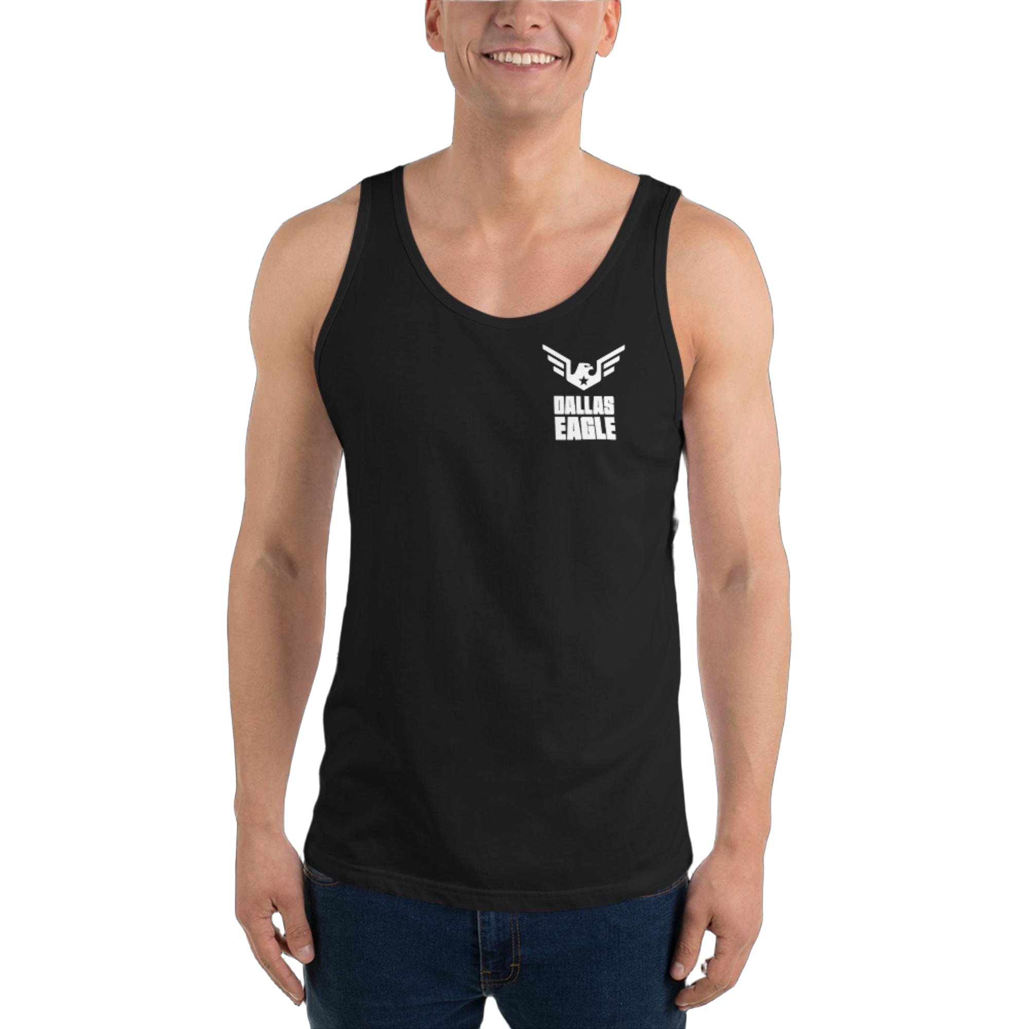 mens-staple-tank-top-black-front-6626c631a954d.jpg Small Logo Tank - Image 1