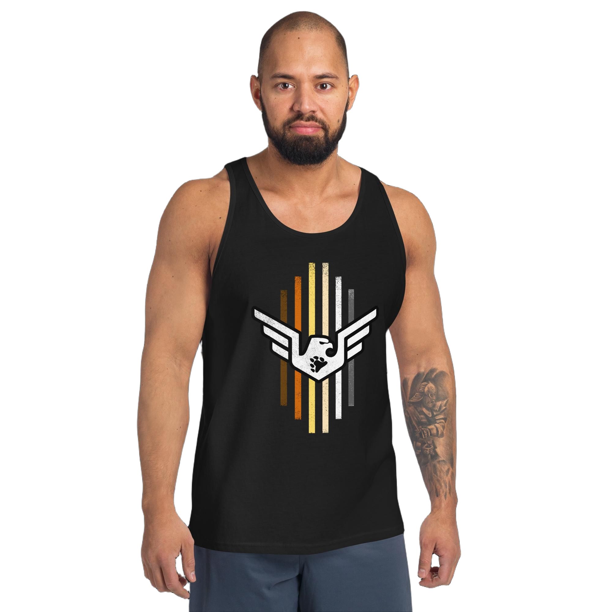 mens-staple-tank-top-black-front-6626cc3deb6b0.jpg Bear Pride Tank - Image 1