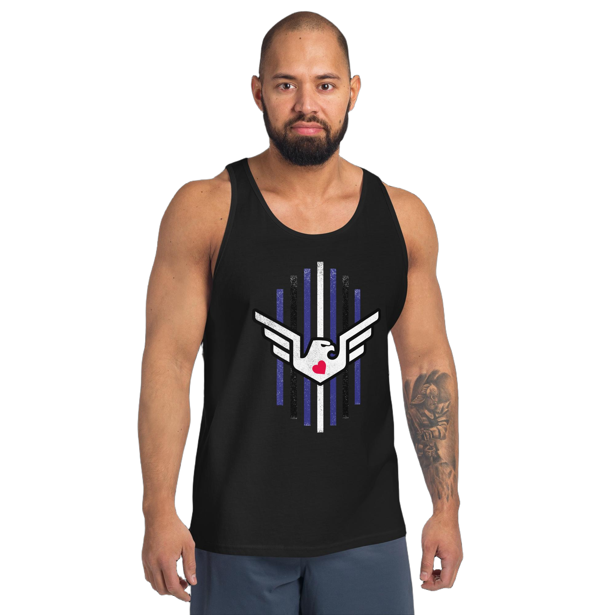 mens-staple-tank-top-black-front-6626cc6581386.jpg Leather Pride Tank - Image 1