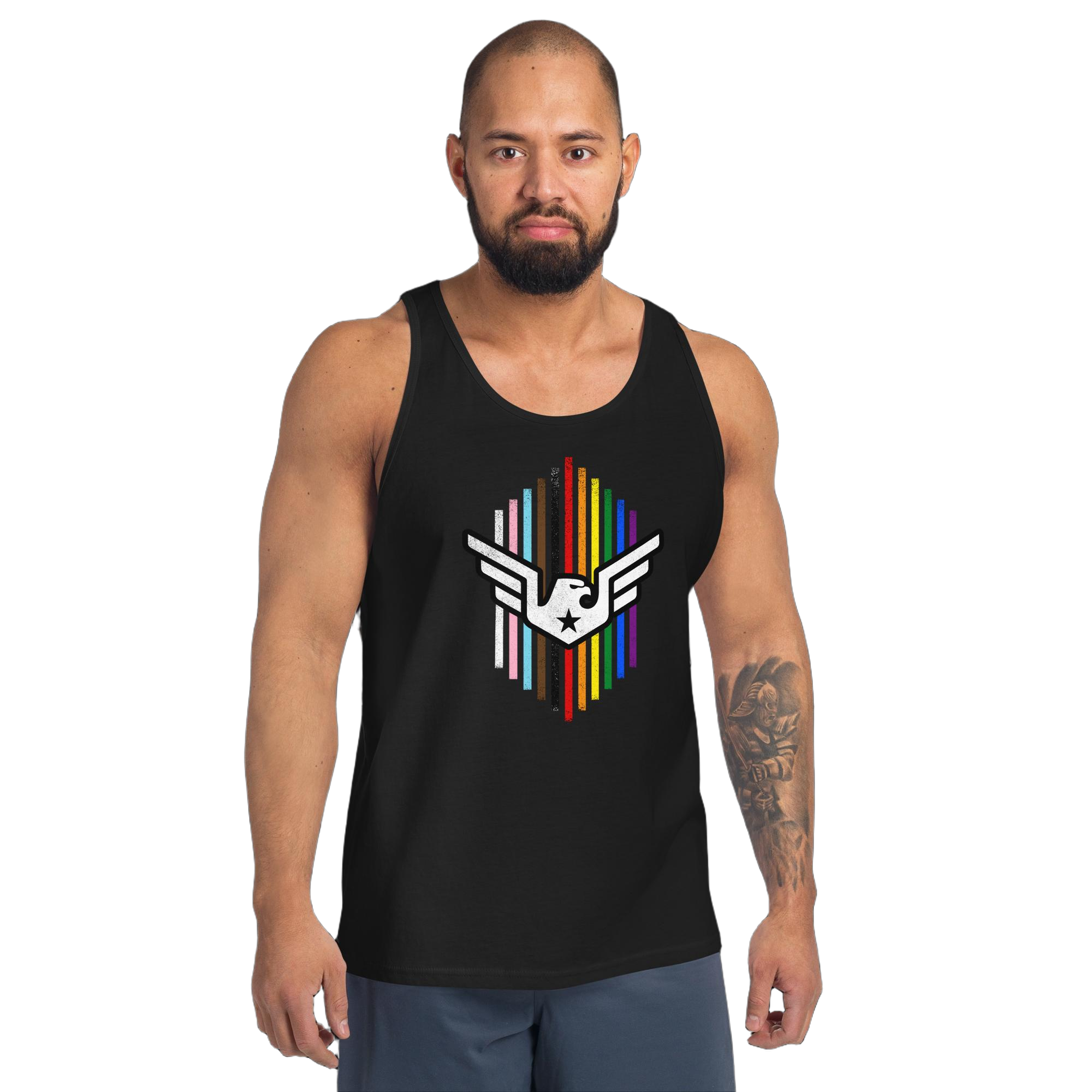mens-staple-tank-top-black-front-6626d36dbb853.jpg Pride Tank - Image 1